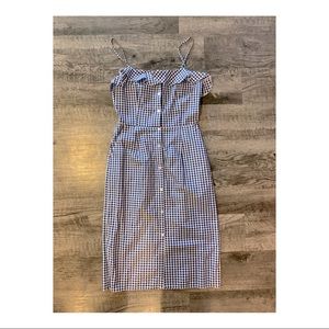 H&M Navy Gingham Midi Dress